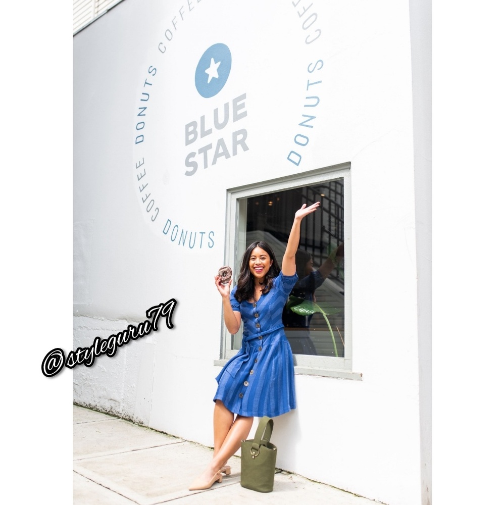 NWT, Anthropologie, Maeve Tonal Striped Blue Dress - Picture 4 of 4